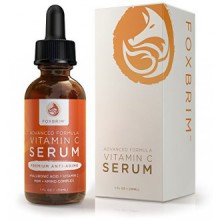 Foxbrim vitamina C Suero de belleza, a 1 oz. - MEJOR Suero Anti-Edad - vegano Ácido Hialurónico y Amino Complex - Cara superior