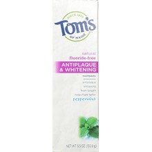 Tom's of Maine Antiplaque and Whitening Fluoride-Free Toothpaste, Peppermint, 5.5 Ounce, Pack of 2