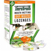 TheraBreath Dentist Recommended Dry Mouth Lozenges, Sugar Free, Mandarin Mint Flavor, 100 Count