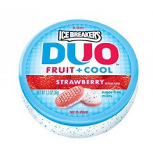 ICE BREAKERS DUO Fruit + Cool Sugar Free Mints (Strawberry, 1.3-Ounce Containers, Pack of 8)