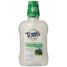 Tom's of Maine Long Lasting Wicked Fresh Cool Mountain Mint Mouth Wash, 16 Ounce Bottles, Pack of 6