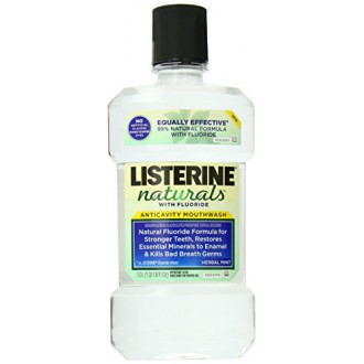 Listerine Naturals anticaries fluoruro enjuague bucal, Herbal Mint, 1,0 l