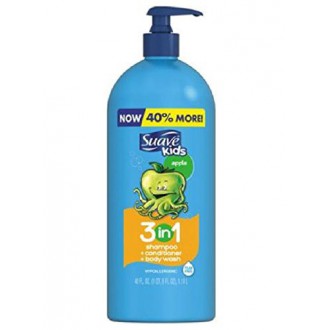 Enfants Suave 3 en 1 Shampooing Revitalisant Body Wash, Pompe, Apple (40 Oz)