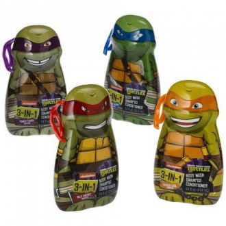 Tortugas ninja 3-en-1 Gel de baño, champú y acondicionador 4-Pack (Uno de cada personaje)