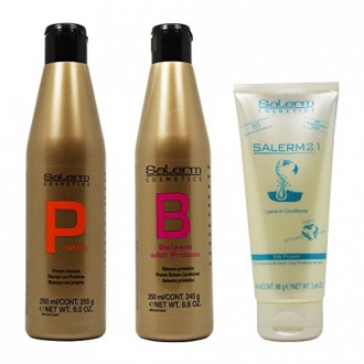 Salerm Protein Shampoo &amp; Conditioner 250ml Baume &amp; 21 Silk Protein congé en conditionneur 100ml "Set"