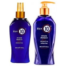 Son A 10 DUO Miracle Laissez-In, plus kératine, + Miracle Shampoo plus kératine, 10 Ounce !!