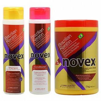 Embelleze Novex Brazilian Keratin Shampoo & Conditioner 10.14oz & Deep Hair Cream Treatment 35.3oz "Set"