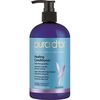 PURA D'OR Lavender &amp; Vanilla Prime biologique Huile d'Argan Healing Conditioner, 16 Fluid Ounce