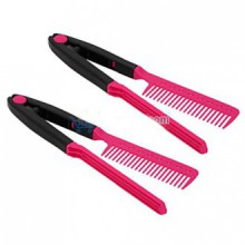 Buy One, Get One FREE! Heaven V-Shaped Styling Comb Detangler Tool Black with Pink - Folds, styles, straightens.